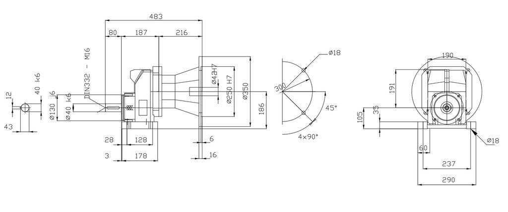 Съосен редуктор HG80, i=3.26, 160B5, F42, E, WATT, ATEX Zone 1/21