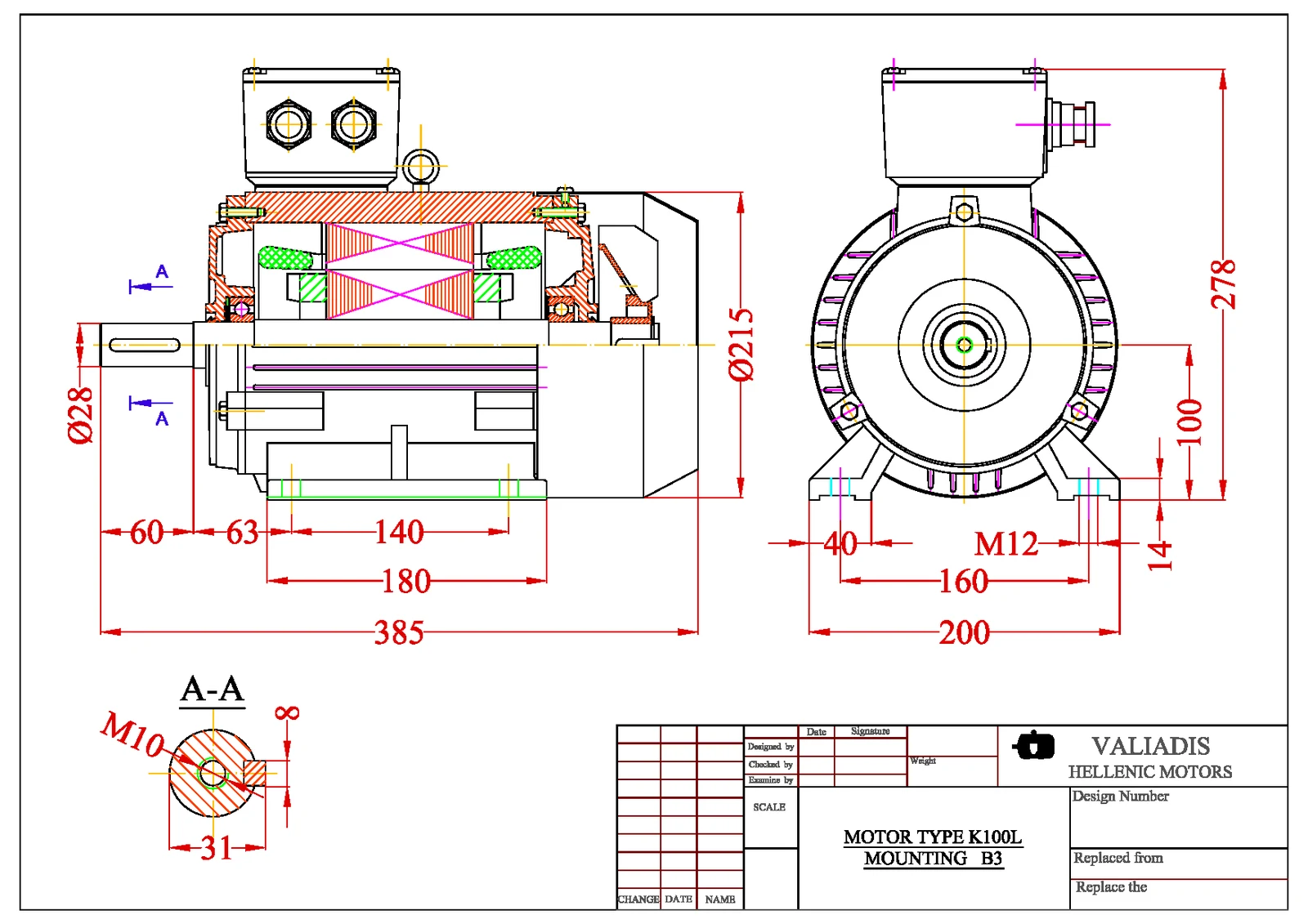 Електродвигател 3kW, 1500, B3, 100, Алуминиев, VALIADIS, S375