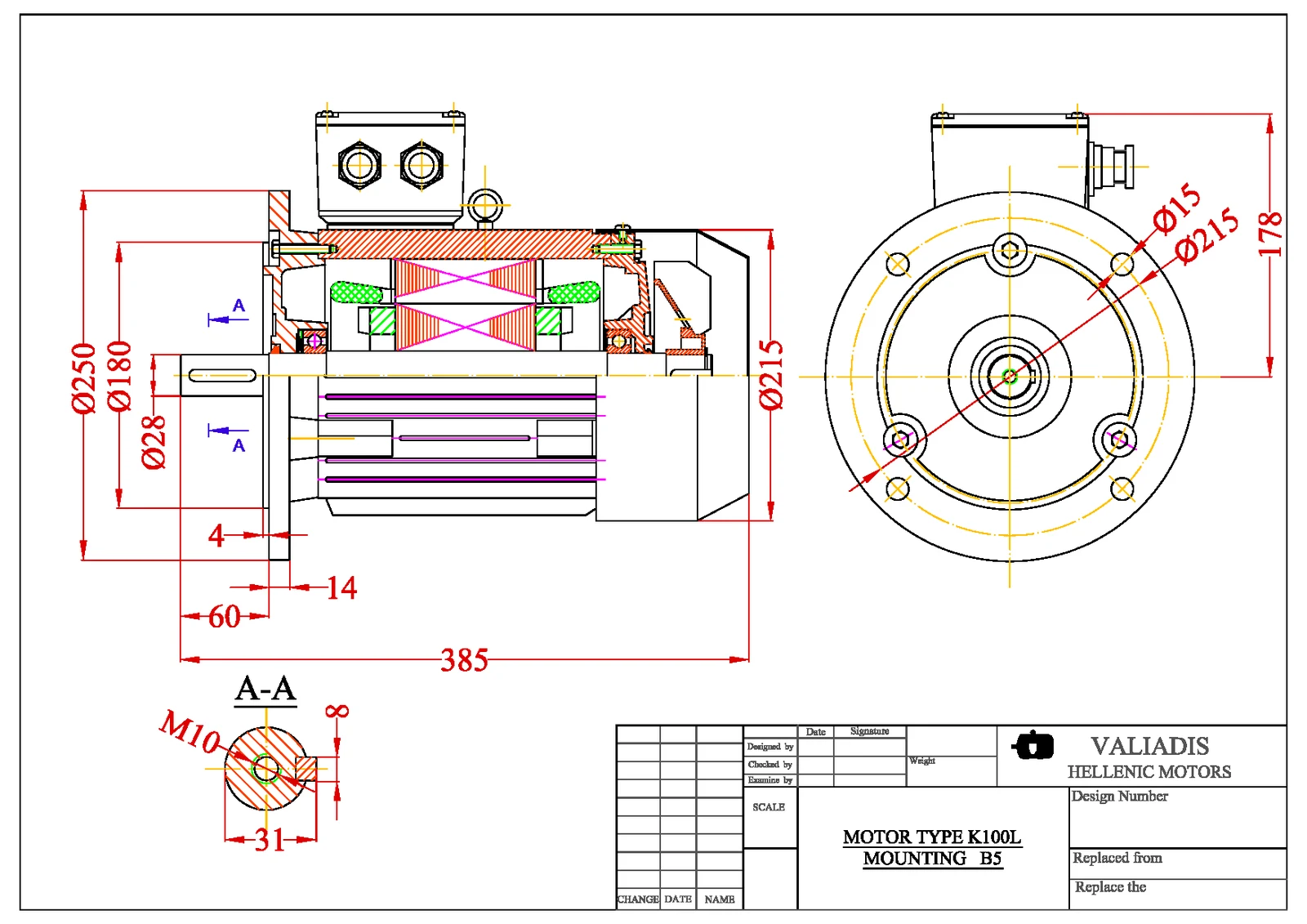 Електродвигател 3kW, 1500, B5, 100, алуминиев, VALIADIS, S375