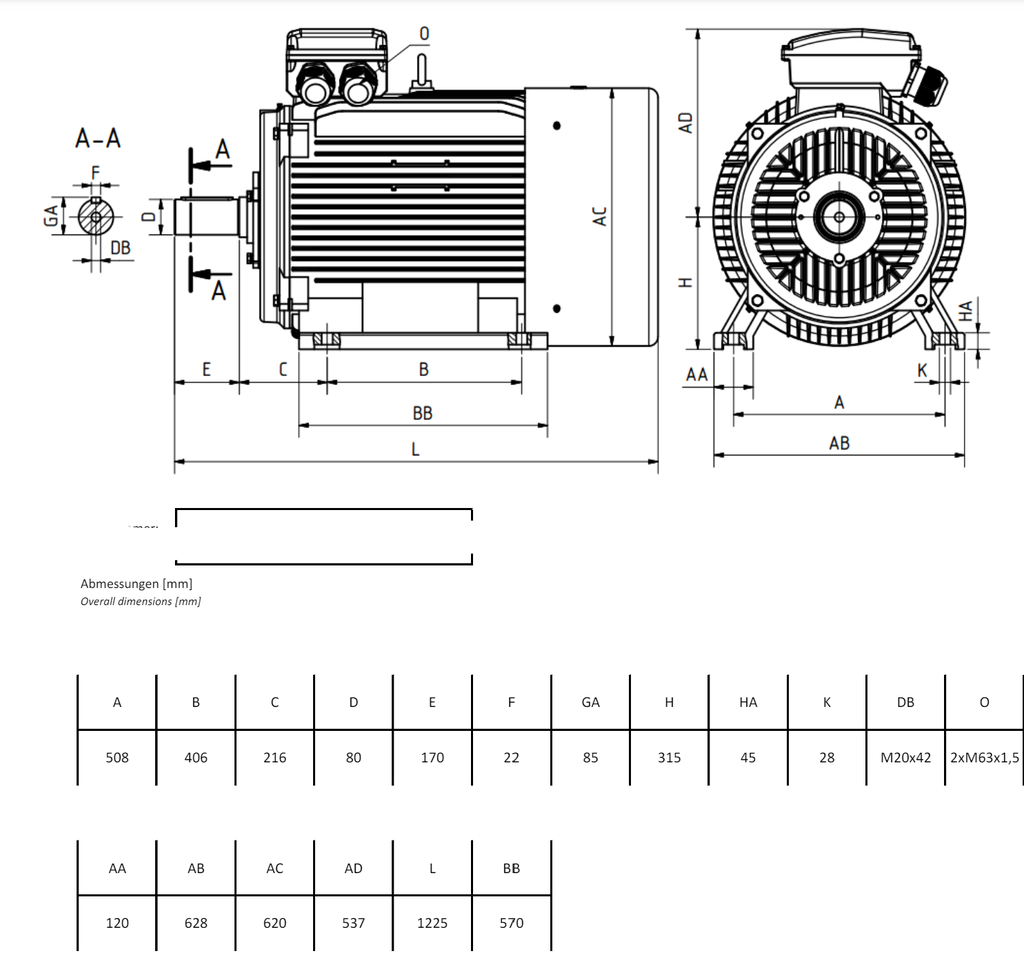 Електродвигател 55kW, 750, B3, 315, чугунен, ML, IE3