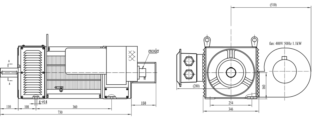 Електродвигател 80kW, 3200/107Hzm 