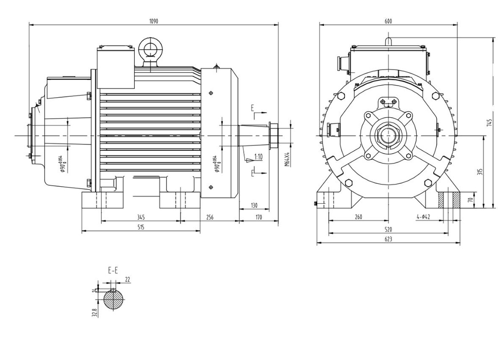 Ел. двигател с навит ротор 45kW, 600, IM1003, MTH611-10, IP54 