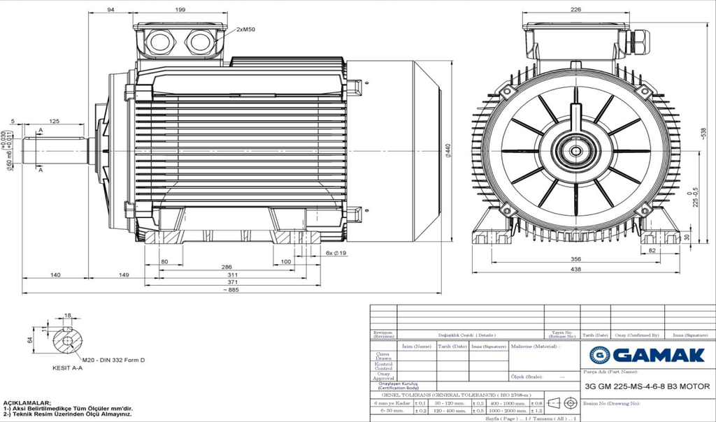 Електродвигател 45kW, 1500, B3, 225, чугунен, GAMAK, IE3