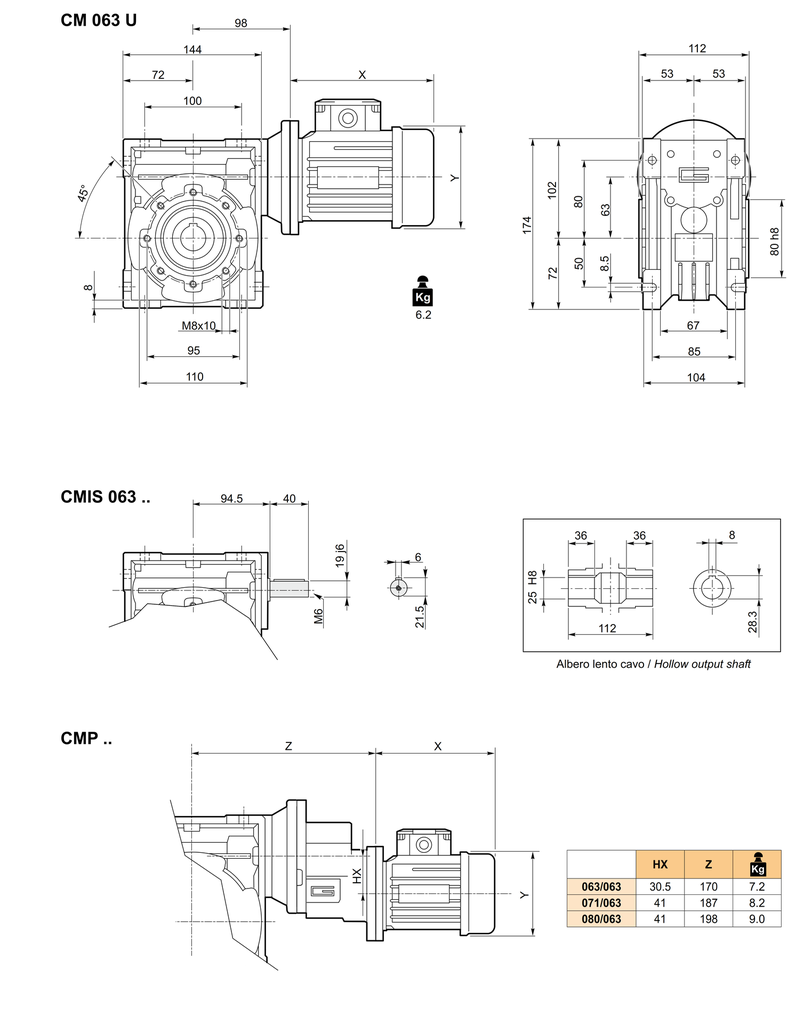 Червячен редуктор 63, i=15, 90B14, F24, ML