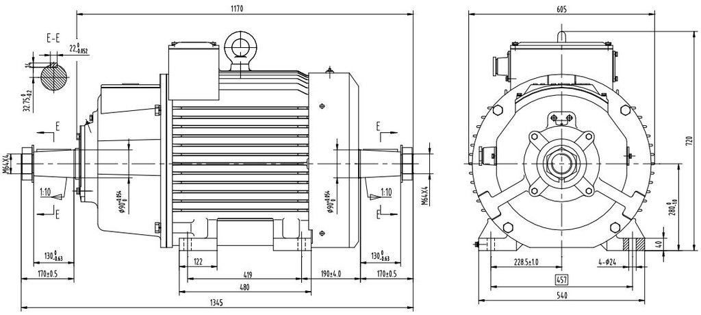 Ел. двигател с навит ротор 75kW, 750, IM1001, MTH280M-8, IP54
