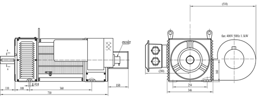 Електродвигател 80kW, 3200/107Hzm 