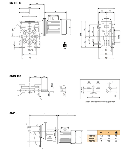 Червячен редуктор 63, i=20, 90B14, F24, ML