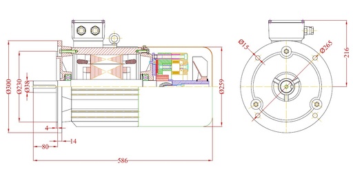 Електродвигател 7.5 kW, 3000,132, B5, чугунен, VALIADIS със спирачка